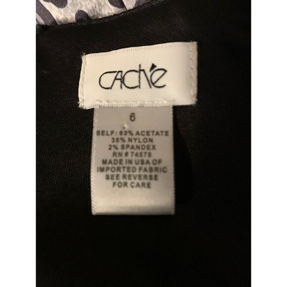 Cach'e Leopard Silver/Black/Gray Women's Size 6 Sleeveless  Lined Dress - Picture 7 of 7